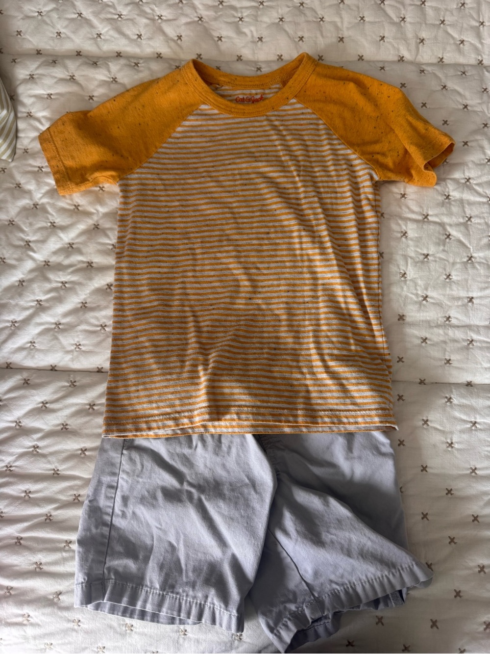 Cat & Jack Mustard Yellow and White Striped Tee